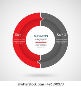 Infographics step by step. Universal abstract element of chart, graph, diagram with 2 steps, options, parts, processes. Vector business template for presentation and training.