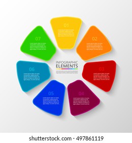 Infographics step by step. Universal abstract element of chart, graph, diagram with 7 steps, options, parts, processes. Vector business template for presentation and training.