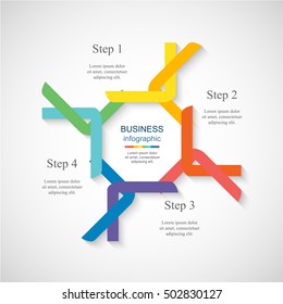 Infographics step by step. Universal abstract element of chart, graph, diagram with 4 steps, options, parts, processes. Vector business template for presentation and training.