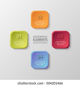 Infographics step by step. Universal abstract element of chart, graph, diagram with 4 steps, options, parts, processes. Vector business template for presentation and training.
