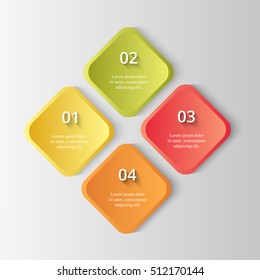 Infographics step by step. Universal abstract element of chart, graph, diagram with 4 steps, options, parts, processes. Vector business template for presentation and training.