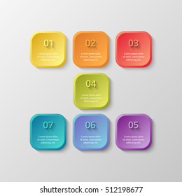 Infographics step by step. Universal abstract element of chart, graph, diagram with 7 steps, options, parts, processes. Vector business template for presentation and training.