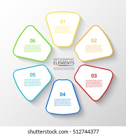 Infographics step by step. Universal abstract element of chart, graph, diagram with 6 steps, options, parts, processes. Vector business template for presentation and training.