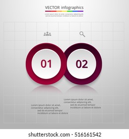 Infographics step by step. Universal abstract element of chart, graph, diagram with 2 steps, options, parts, processes. Vector business template for presentation and training.