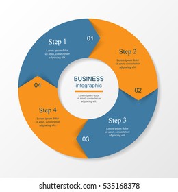 Infographics step by step. Universal abstract element of chart, graph, diagram with 4 steps, options, parts, processes. Vector business template for presentation and training.