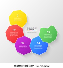 Infographics step by step. Universal abstract element of chart, graph, diagram with 5 steps, options, parts, processes. Vector business template for presentation and training.