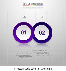 Infographics step by step. Universal abstract elements of chart, graph, diagram with 2 steps, options, parts, processes. Vector business template for presentation and training.