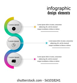 Infographics step by step. Universal abstract elements of chart, graph, diagram with 3  steps, options, parts, processes. Vector business template for presentation and training.