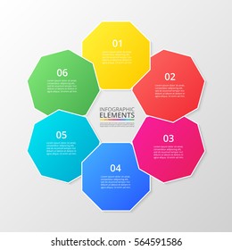 Infographics step by step. Universal abstract element of chart, graph, diagram with 6 steps, options, parts, processes. Colorful vector business template for presentation and training.
