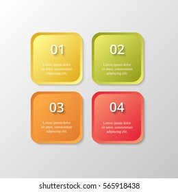 Infographics step by step. Universal abstract element of chart, graph, diagram with 4 steps, options, parts, processes. Orange vector business template for presentation and training.