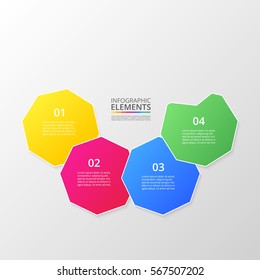 Infographics step by step. Universal abstract element of chart, graph, diagram with 4 steps, options, parts, processes. Vector business template for presentation and training.