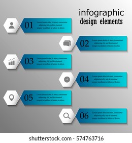 Infographics step by step. Universal abstract element of chart, graph, diagram with 6 steps, options, parts, processes. Vector business template for presentation and training.