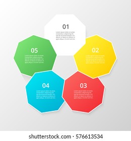 Infographics step by step. Universal abstract element of chart, graph, diagram with 5 steps, options, parts, processes. Vector business template for presentation and training.
