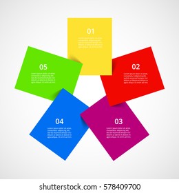 Infographics step by step. Universal abstract element of chart, graph, diagram with 5 steps, options, parts, processes. Vector business template for presentation and training.