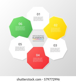 Infographics step by step. Universal abstract element of chart, graph, diagram with 6 steps, options, parts, processes. Vector business template for presentation and training.