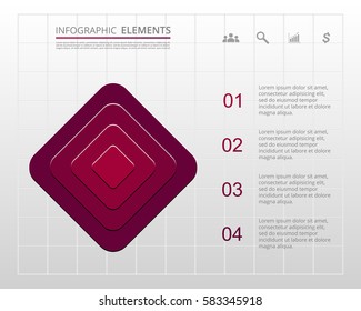 Infographics step by step. Universal abstract element of chart, graph, diagram with 4 steps, options, parts, processes. Vector business template for presentation, speech or training.