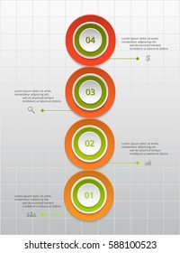 Infographics step by step. Universal abstract element of chart, graph, diagram with 4 steps, options, parts, processes. Vector business template for presentation and training.