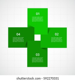 Infographics step by step. Universal abstract element of chart, graph, diagram with 4 steps, options, parts, processes. Green vector business template for presentation and training.