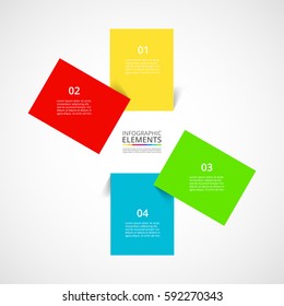 Infographics step by step. Universal abstract element of chart, graph, diagram with 4 steps, options, parts, processes. Vector business template for presentation and training.