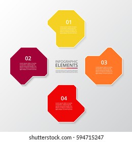 Infographics step by step. Universal abstract element of chart, graph, diagram with 4 steps, options, parts, processes. Vector business template for presentation and training.