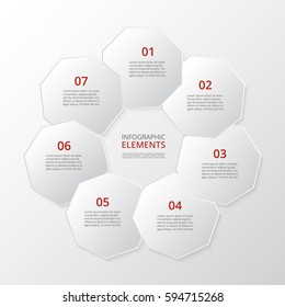 Infographics step by step. Universal abstract element of chart, graph, diagram with 7 steps, options, parts, processes. Vector business template for presentation and training.