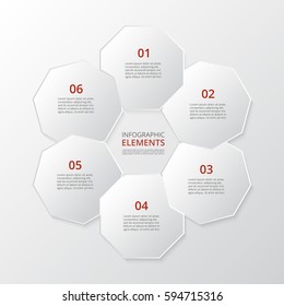 Infographics step by step. Universal abstract element of chart, graph, diagram with 6 steps, options, parts, processes. Vector business template for presentation and training.