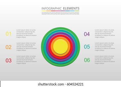 Infographics step by step. Universal abstract element of chart, graph, diagram with 6 steps, options, parts, processes. Vector business template for presentation and training.