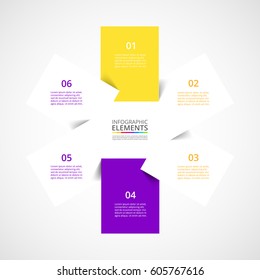 Infographics step by step. Universal abstract element of chart, graph, diagram with 6 steps, options, parts, processes. Vector business template for presentation and training.