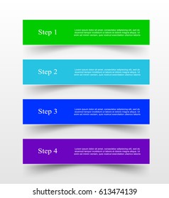 Infographics step by step. Universal abstract element of chart, graph, diagram with 4 steps, options, parts, processes. Vector business template for presentation and training.