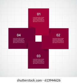Infographics step by step. Universal abstract element of chart, graph, diagram with 4 steps, options, parts, processes. Vector business template for presentation and training.