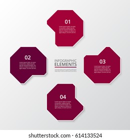 Infographics step by step. Universal abstract element of chart, graph, diagram with 4 steps, options, parts, processes. Vector business template for presentation and training.