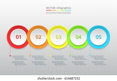 Infographics step by step. Universal abstract element of chart, graph, diagram with 5 steps, options, parts, processes. Vector business template for presentation and training.