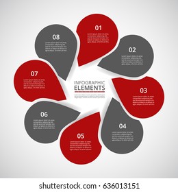 Infographics step by step. Universal abstract element of chart, graph, diagram with 8 steps, options, parts, processes. Vector business template for presentation and training.