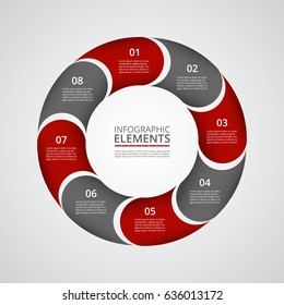 Infographics step by step. Universal abstract element of chart, graph, diagram with 8 steps, options, parts, processes. Vector business template for presentation and training.