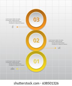 Infographics step by step. Universal abstract element of chart, graph, diagram with 3 steps, options, parts, processes. Vector business template for presentation and training.
