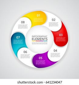 Infographics step by step. Universal abstract element of chart, graph, diagram with 8 steps, options, parts, processes. Vector business template for presentation and training.