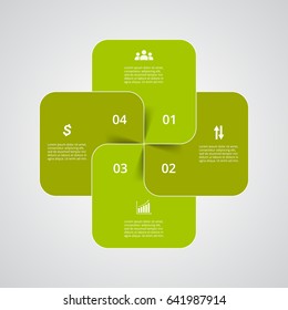 Infographics step by step. Universal abstract element of chart, graph, diagram with 4 steps, options, parts, processes. Vector business template for presentation and training.