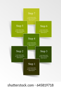 Infographics step by step. Universal abstract element of chart, graph, diagram with 7 steps, options, parts, processes. Vector business template for presentation and training.