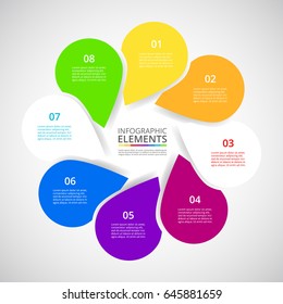 Infographics step by step. Universal abstract element of chart, graph, diagram with 8 steps, options, parts, processes. Vector business template for presentation and training.