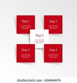 Infographics step by step. Universal abstract element of chart, graph, diagram with 5 steps, options, parts, processes. Vector business template for presentation and training.