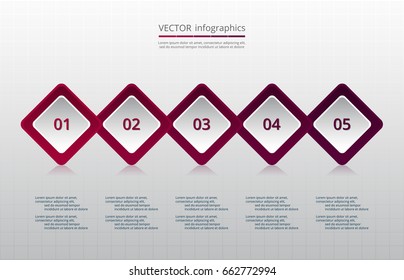 Infographics step by step. Universal abstract element of chart, graph, diagram with 5 steps, options, parts, processes. Vector business template for presentation and training.