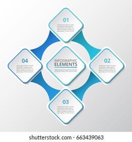 Infographics step by step. Universal abstract element of chart, graph, diagram with 4 steps, options, parts, processes. Blue vector business template for presentation and training.