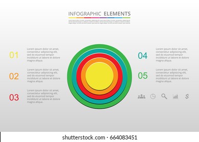 Infographics step by step. Universal abstract element of chart, graph, diagram with 5 steps, options, parts, processes. Vector business template for presentation and training.