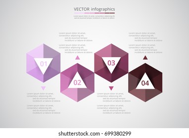 Infographics step by step. Universal abstract element of chart, graph, diagram with 4 steps, options, parts, processes. Vector business template for presentation and training.