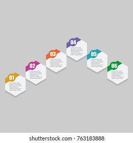 Infographics step by step. Universal abstract element of chart, graph, diagram with 6 steps, options, parts, processes. Vector business template for presentation and training.