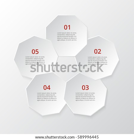 Infographics step by step. Universal abstract element of chart, graph, diagram with 5 steps, options, parts, processes. Vector business template for presentation and training.