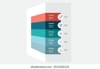 infográficos etapas cronograma modelo de relatório de fluxo de trabalho de negócios plano de fundo com ícone de linha de negócios 5 etapas para apresentação de negócios ilustração vetorial