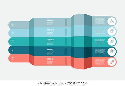 infographics steps timeline business workflow report template background with business line icon 5 steps for business presentation vector illustration