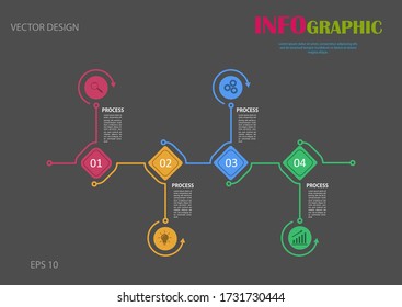 Infographics. Stock vector template of four stages. For web page design, charts, graphs, business plan and Finance, reporting and visual aid. Flat design.
