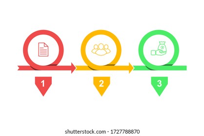 Infographics. Stock vector template of three stages. For web page design, charts, graphs, business plan and Finance, reporting and visual aid. Flat design.